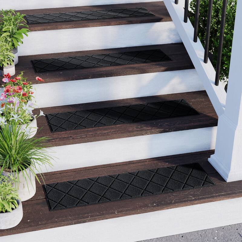 WaterHog Argyle 8.5"x30" Indoor/Outdoor Stair Treads Set/4 8.5x30